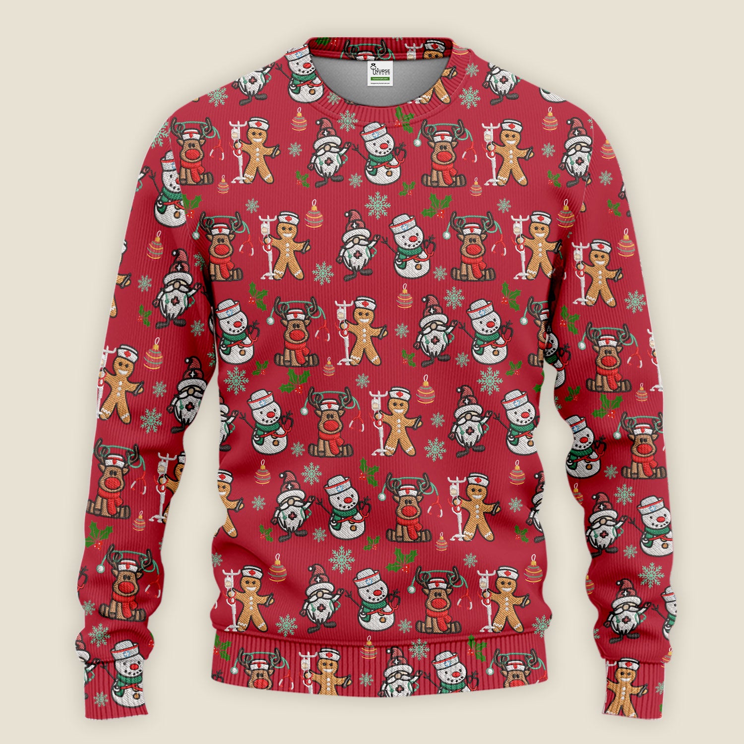 Reindeer Christmas Women's Scrub Sets - Gingerbread Cookies and Santa Claus Medical Uniform - Comfortable Scrubs for Nurses