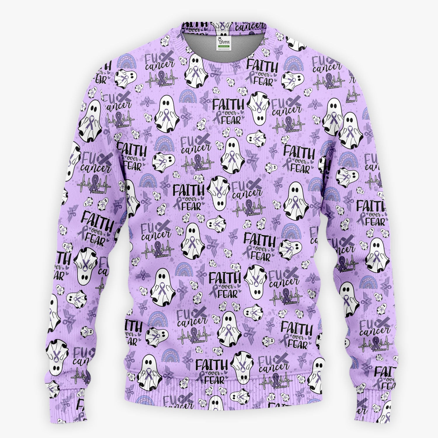 Periwinkle Ribbon Stomach Cancer Scrub Set for Women - Awareness Nurse Scrub Pants and V Neck Top - November Warrior Survivor Gift