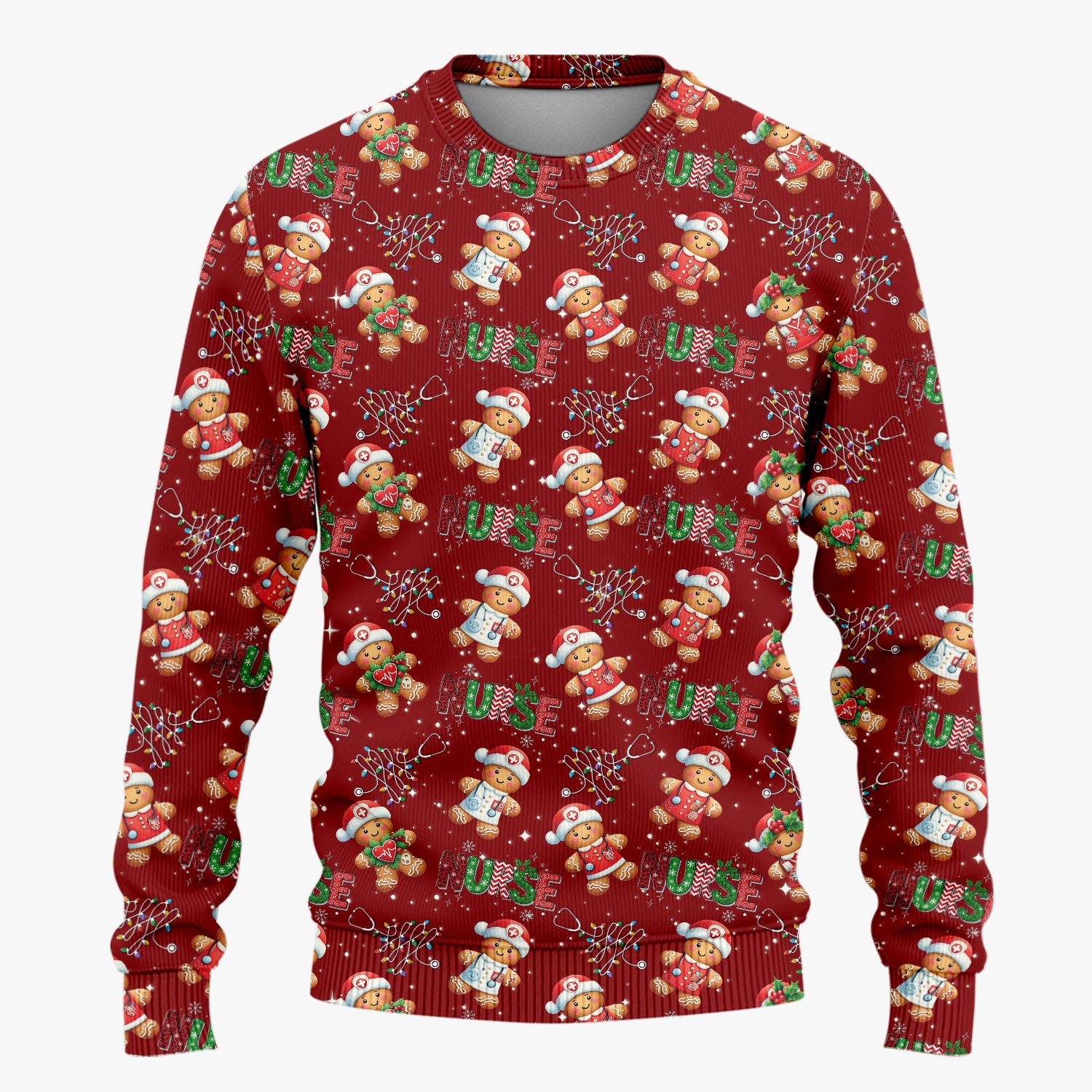 Christmas Gingerbread Women's Scrub Sets - Comfortable Scrubs for Nurses - Funny Xmas Scrub Pants and V Neck Top for RN CNA LPN