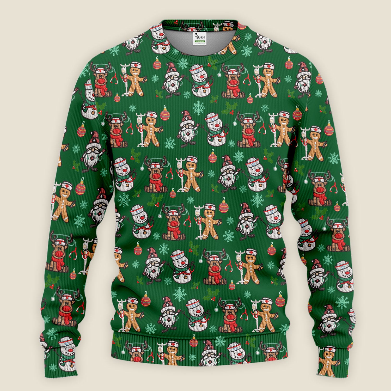 Reindeer Christmas Women's Scrub Sets - Gingerbread Cookies and Santa Claus Medical Uniform - Comfortable Scrubs for Nurses