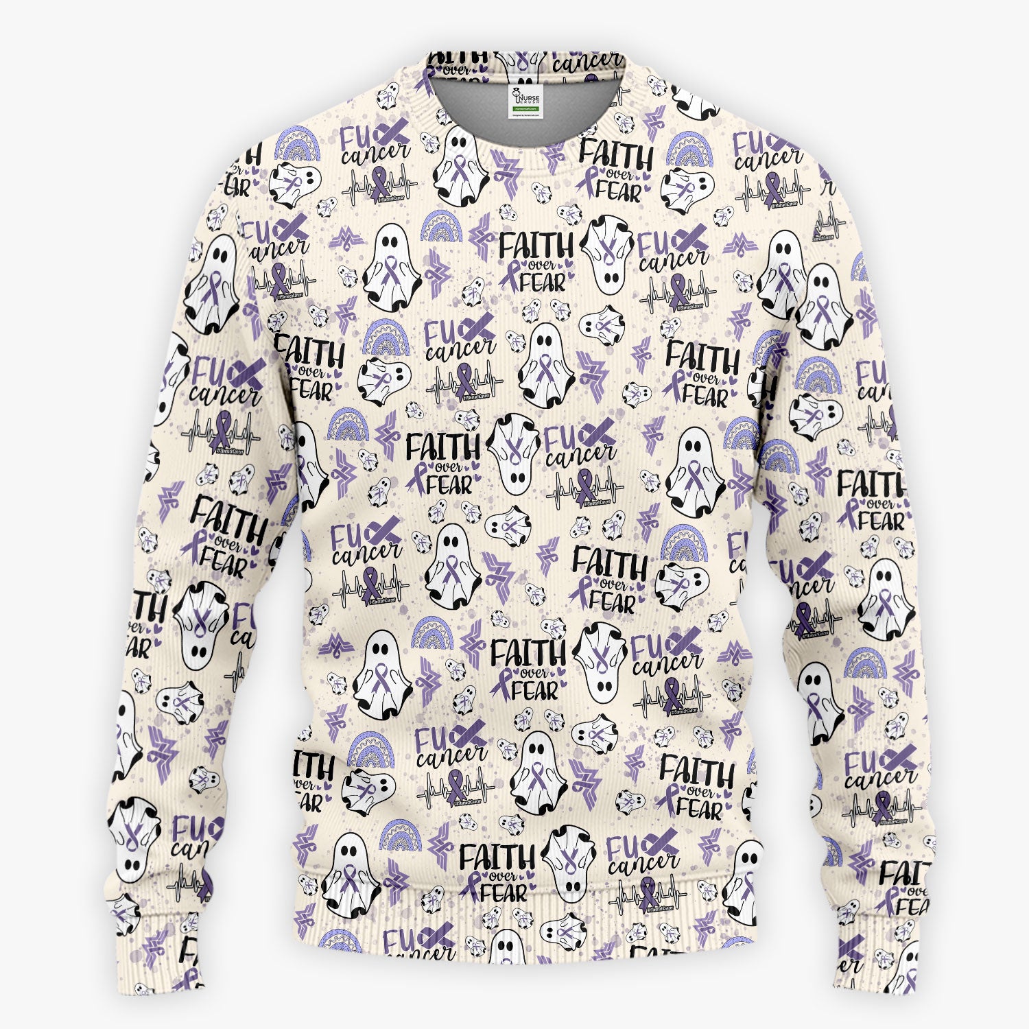 Periwinkle Ribbon Stomach Cancer Scrub Set for Women - Awareness Nurse Scrub Pants and V Neck Top - November Warrior Survivor Gift