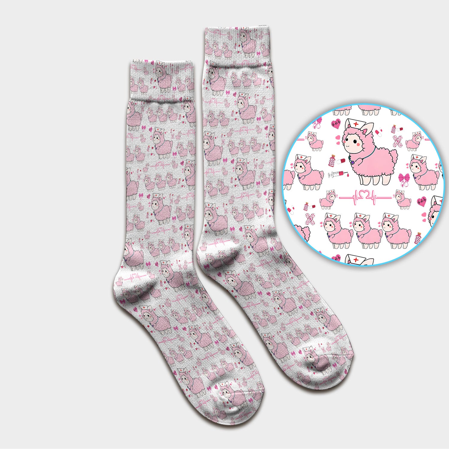 Llama Ain't Got Time For Your Drama Scrub Socks, Funny Pattern Scrub Sock, Breathable Fabrics Nursing Uniform