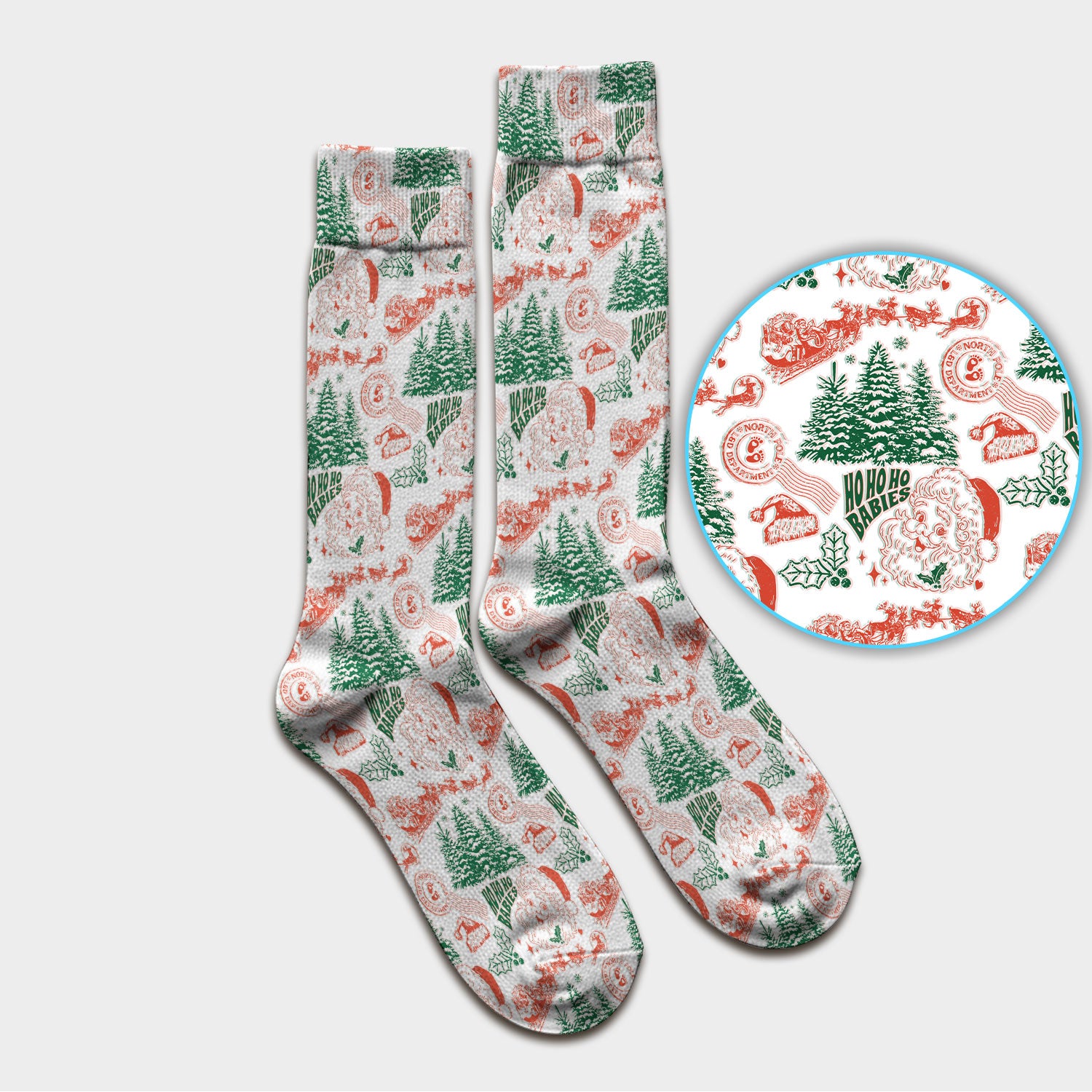 Christmas Santa Scrub Socks, Vintage Holiday Nurse Sock, Festive Medical Uniform For Nursing
