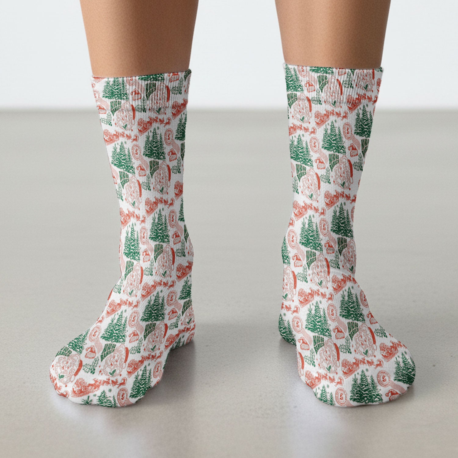 Christmas Santa Scrub Socks, Vintage Holiday Nurse Sock, Festive Medical Uniform For Nursing