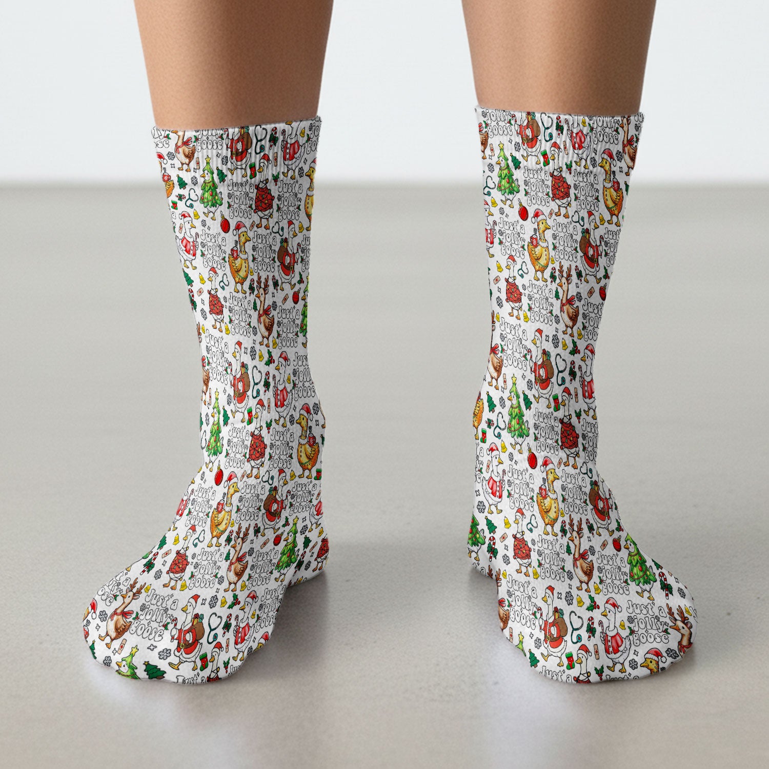 Just a Jolly Goose Socks for Nurse Doctor - Santa Goose Adult Socks for Men and Women - Breathable Fabrics Medical Uniform