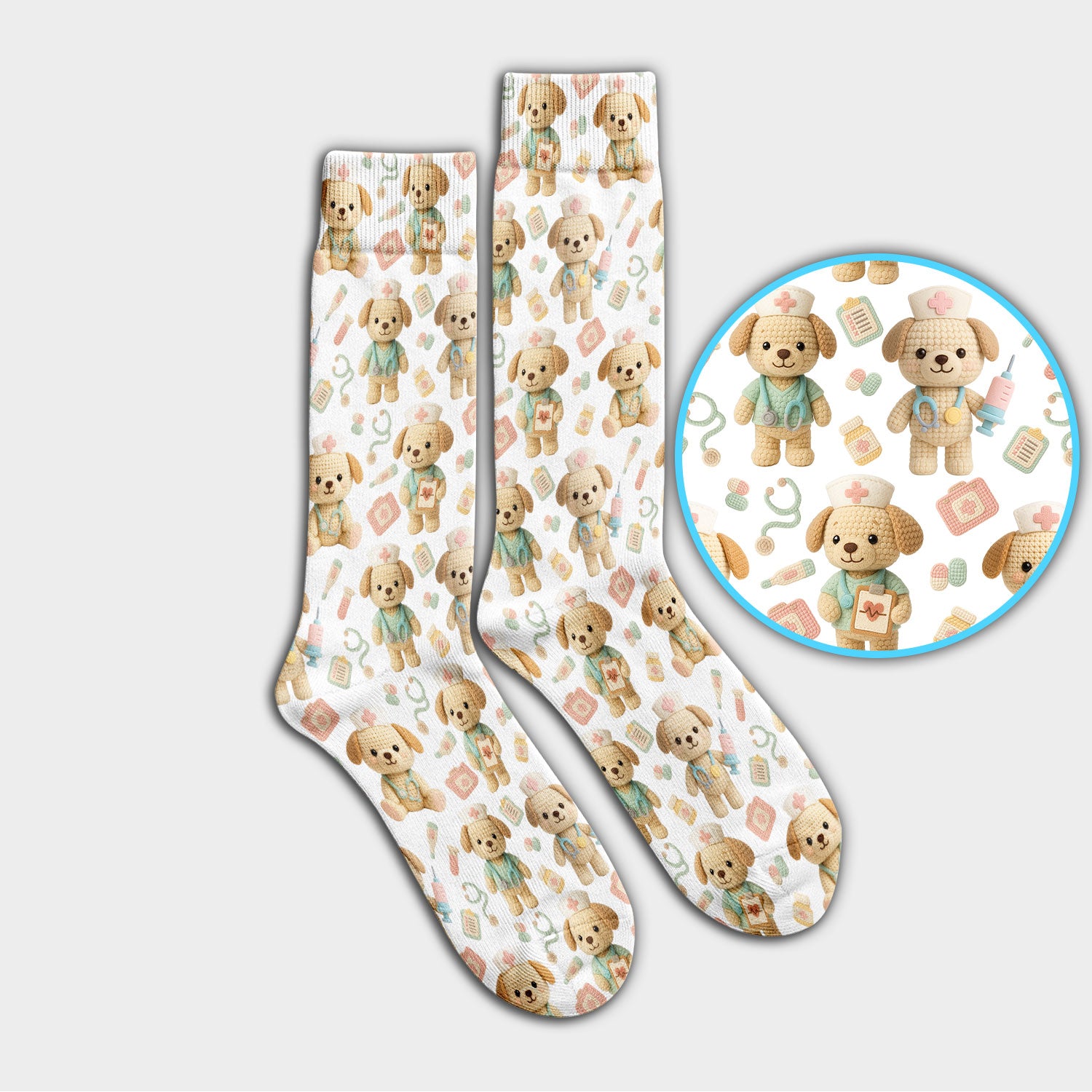 Cute Labrador Dog Christmas Socks for Nurse Doctor - Funny Puppy Adult Socks for Men and Women - Breathable Fabrics Medical Uniform