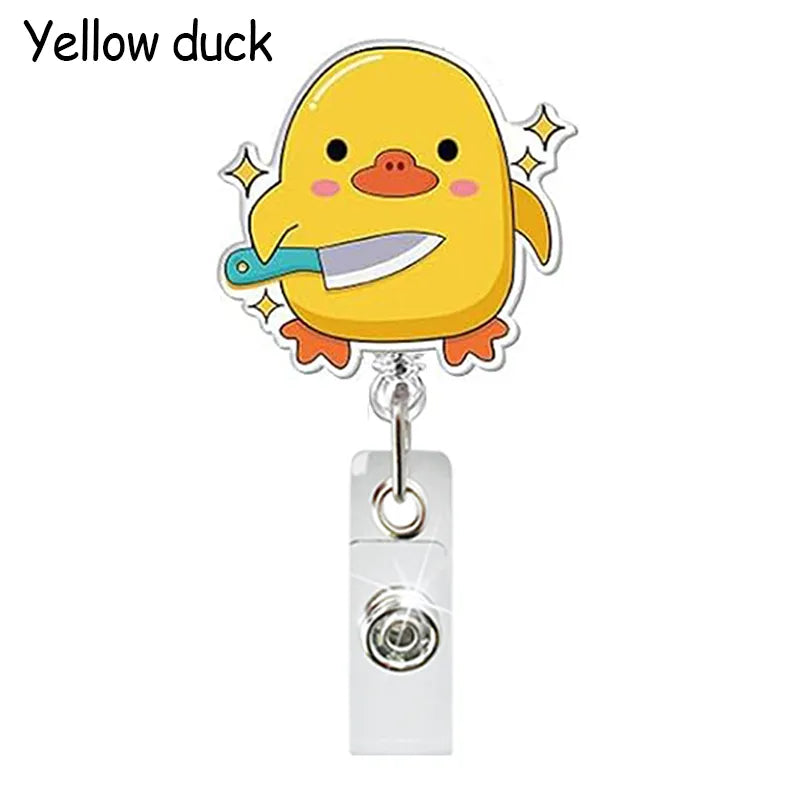 Funny Nurse Badge Reel, Cute Retractable ID Holder For Nurses LPN RN CNA ER, Cartoon Humor Badge Clips