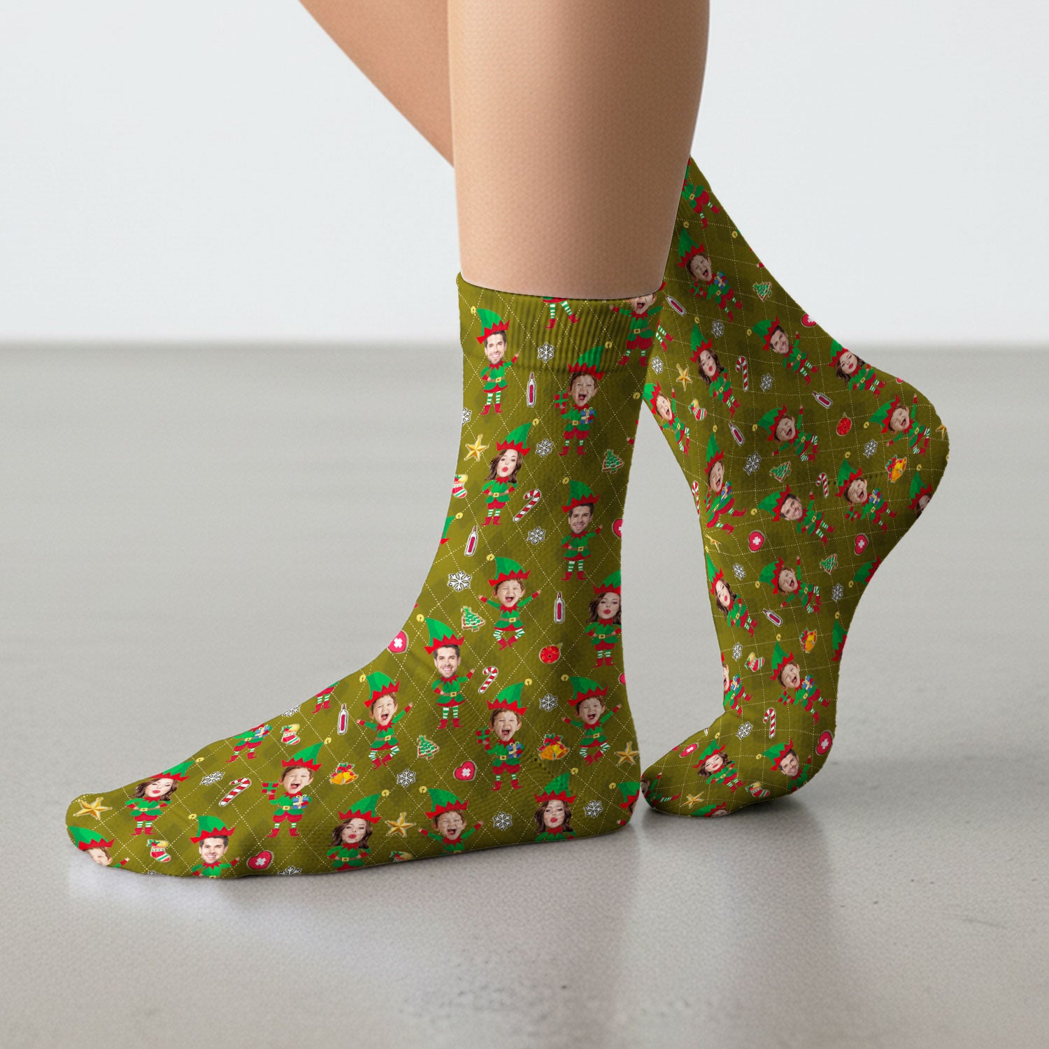 Personalized Face Nurse Sock, Custom Photo Christmas Scrub Socks, Funny Holiday Medical Uniform For Nursing