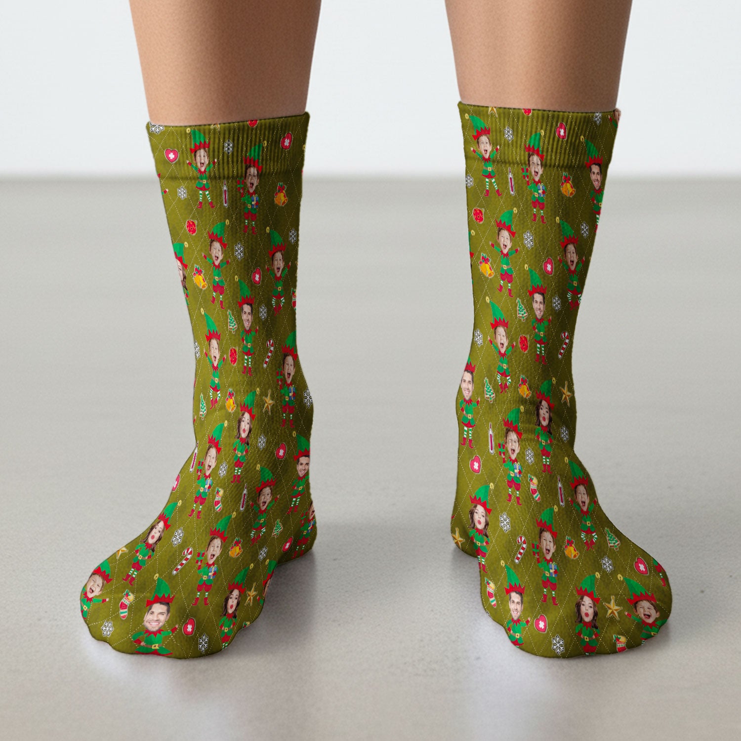 Personalized Face Nurse Sock, Custom Photo Christmas Scrub Socks, Funny Holiday Medical Uniform For Nursing
