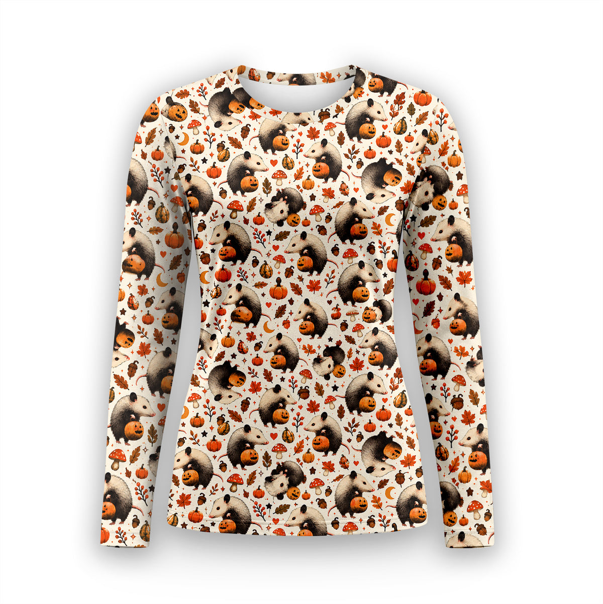 Halloween Opossum Pumpkin Patch Pattern Underscrub, Long Sleeve Shirt for Nurses