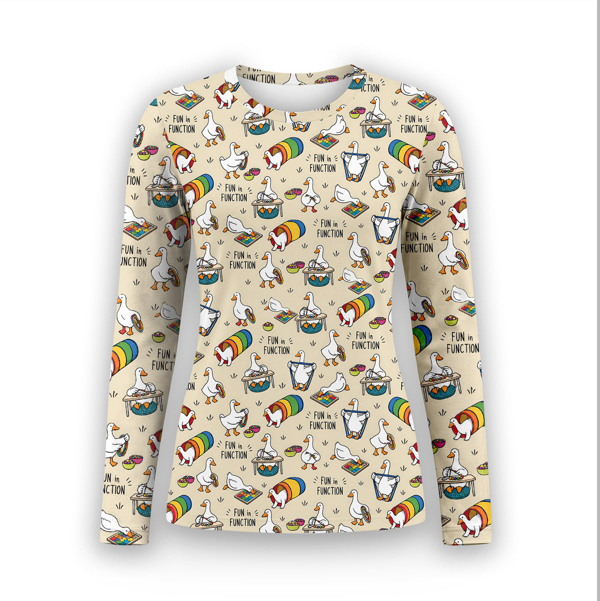 Buntes Neon-Katzen-Unterziehshirt, Langarmshirt für Pflegekräfte