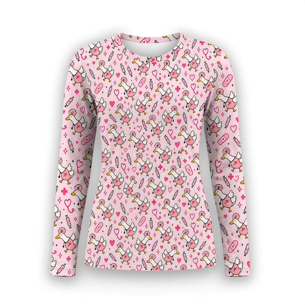 Buntes Neon-Katzen-Unterziehshirt, Langarmshirt für Pflegekräfte