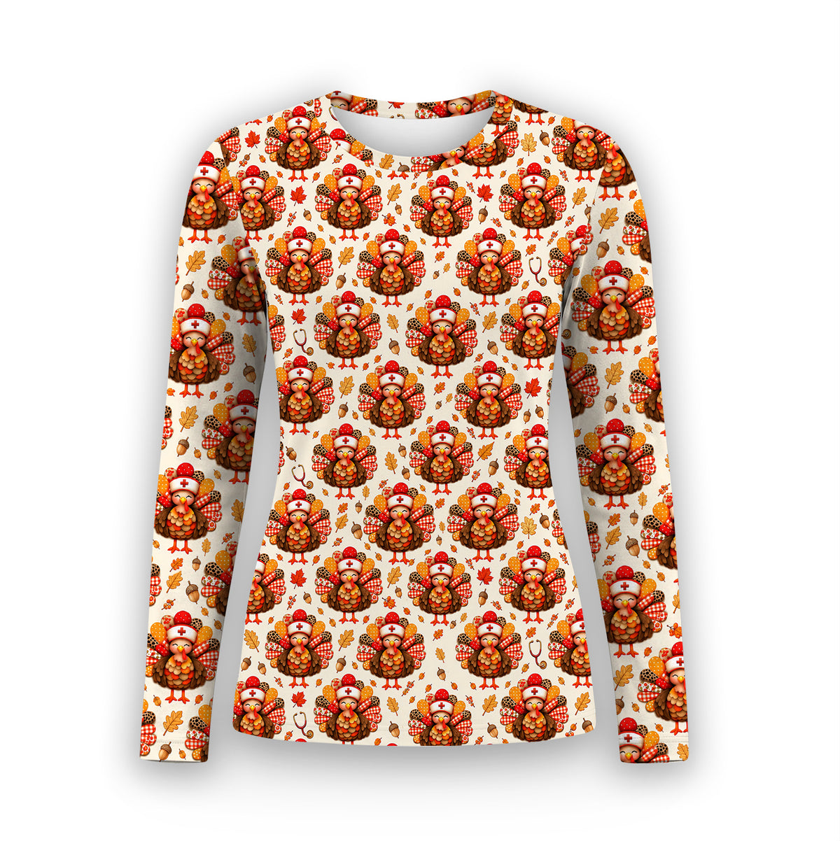 Buntes Neon-Katzen-Unterziehshirt, Langarmshirt für Pflegekräfte
