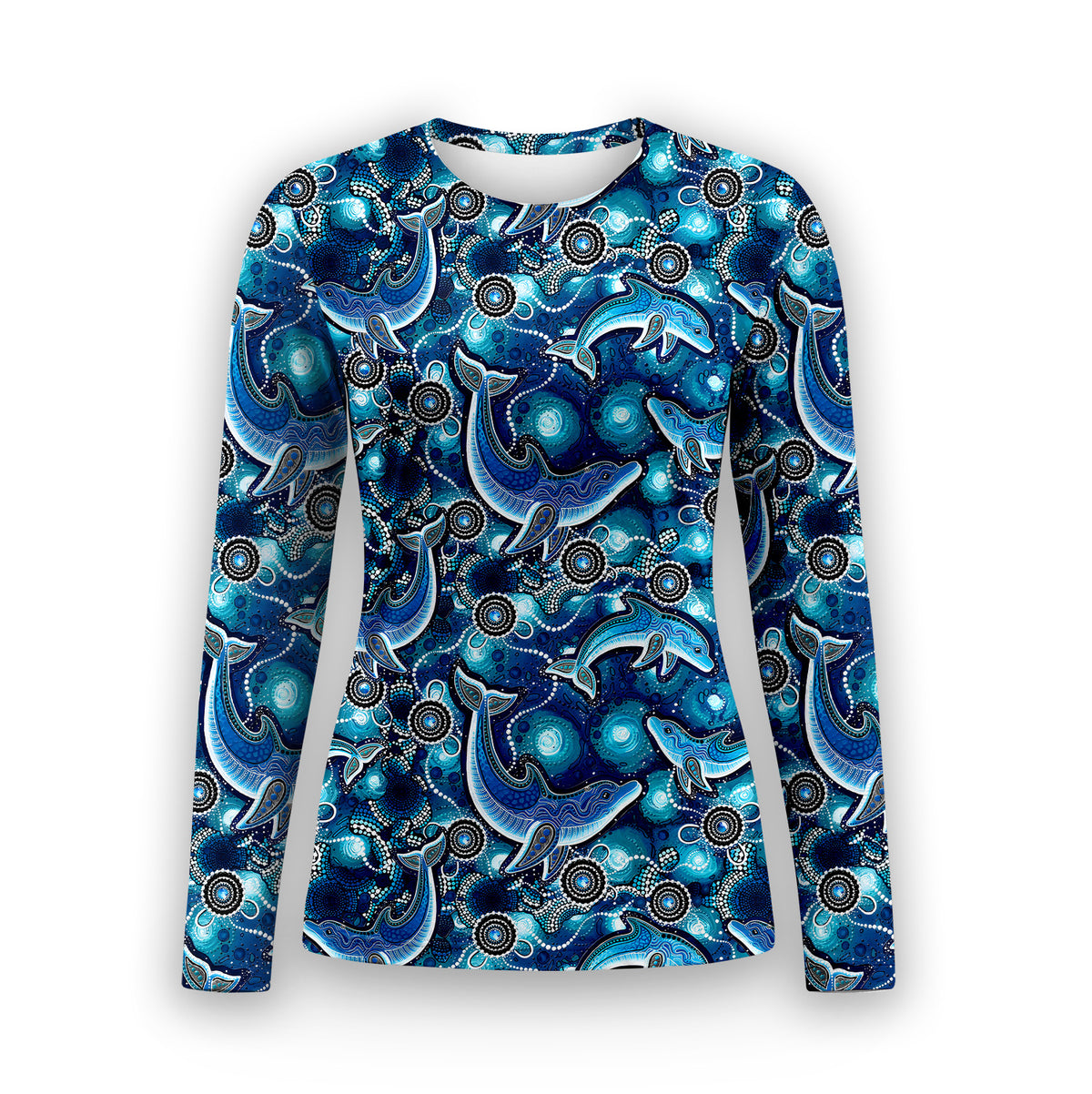 Blue Whale And Dolphin Underscrub, Long Sleeve Shirt for Nurses