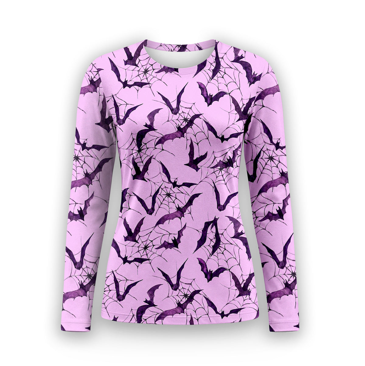 Halloween Bat with Spider Web Underscrub, Long Sleeve Shirt for Nurses