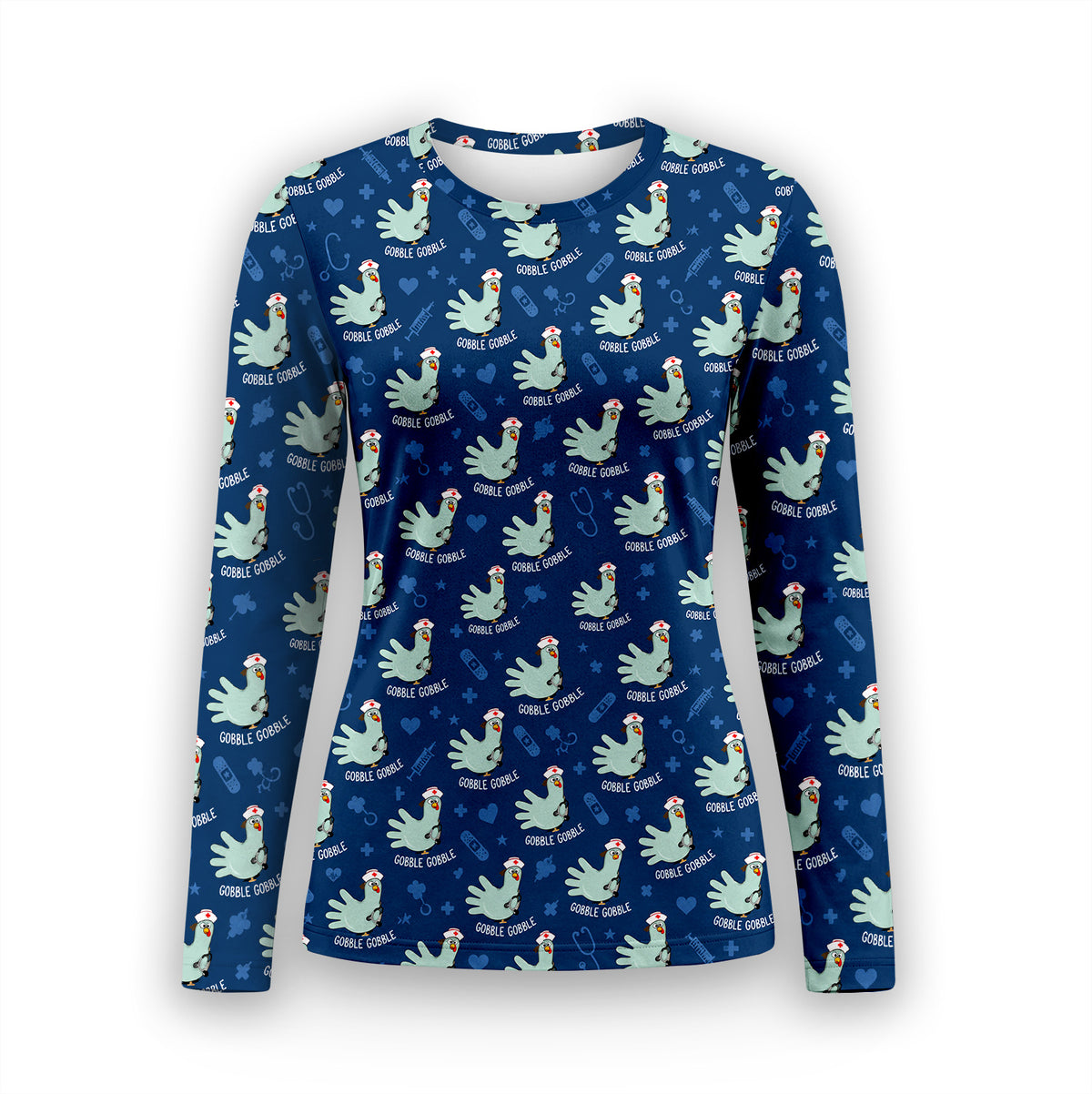 Funny Gobble Gobble Nurse Turkey Underscrub, Long Sleeve Shirt for Nurses