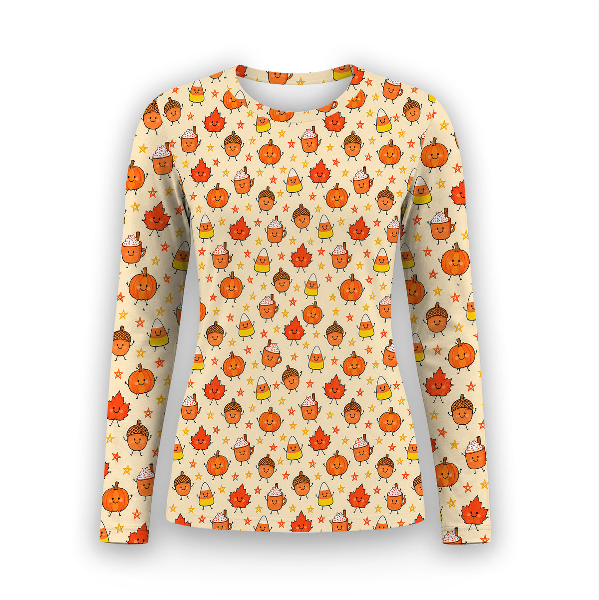 Cute Fall Pumpkin Spice Doodles Underscrub, Long Sleeve Shirt for Nurses
