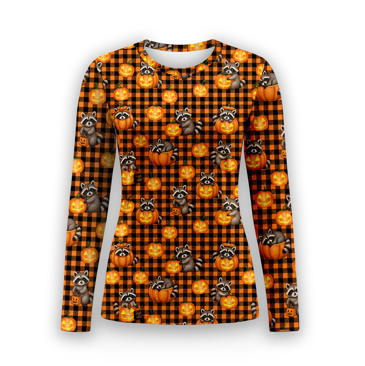 Halloween Raccoon And Pumpkin Underscrub, Long Sleeve Shirt for Nurses