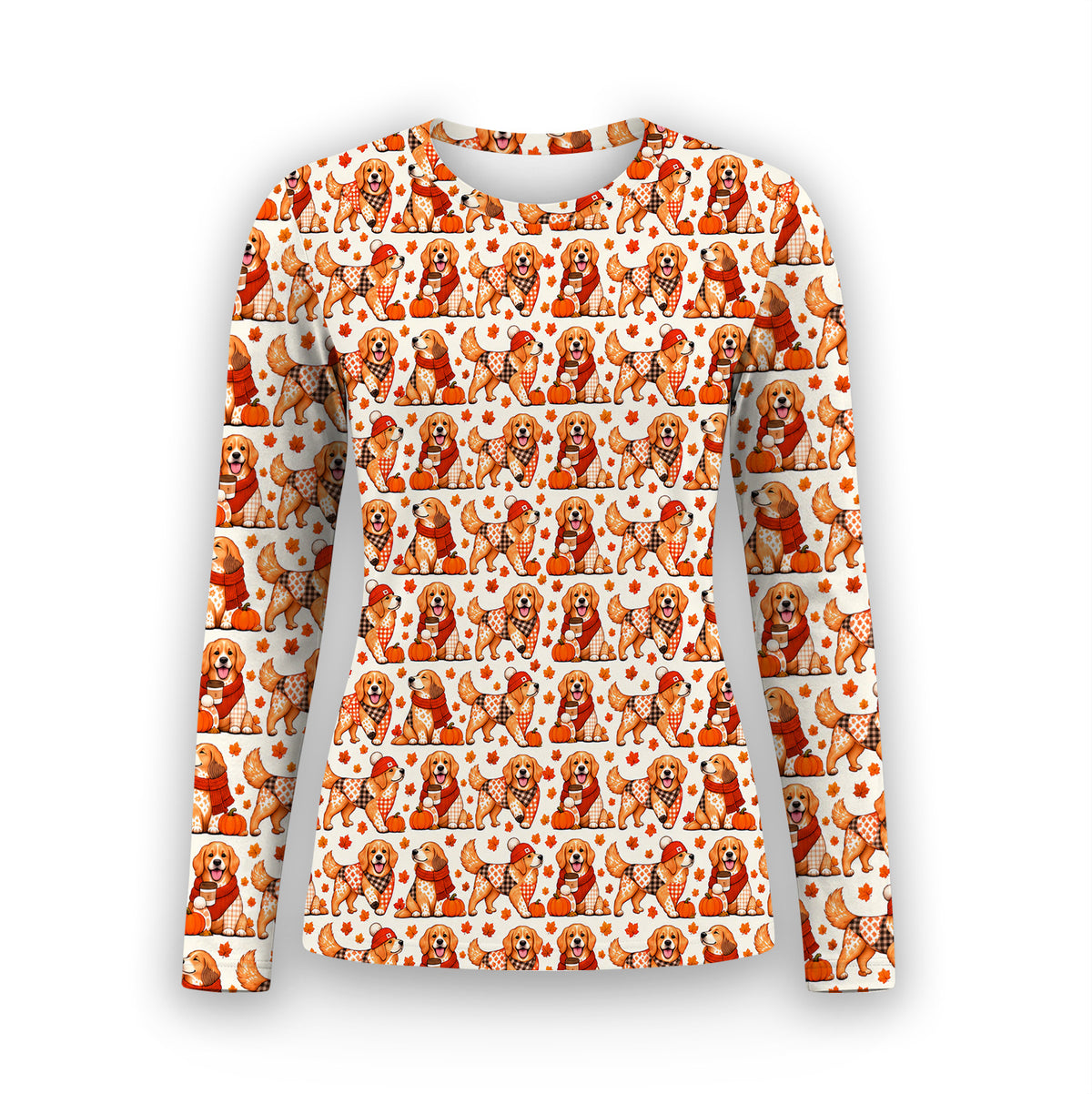 Fall Golden Retriever And Pumpkin Underscrub, Long Sleeve Shirt for Nurses