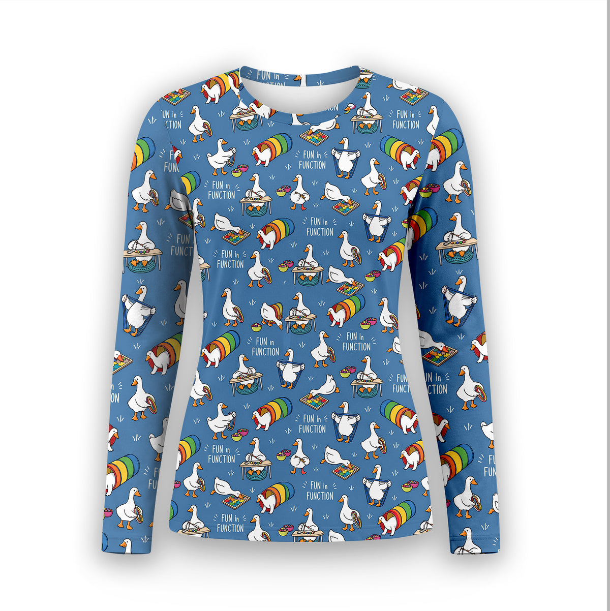 Buntes Neon-Katzen-Unterziehshirt, Langarmshirt für Pflegekräfte