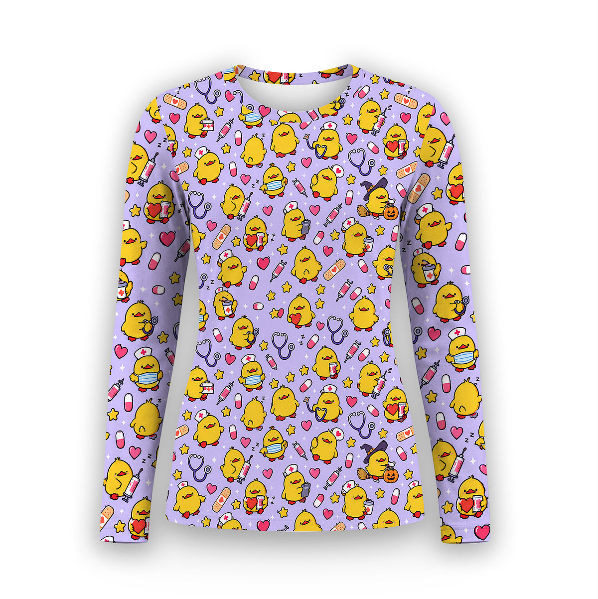 Cute Nurse Chicks And Medical Icons Underscrub, Long Sleeve Shirt for Nurses