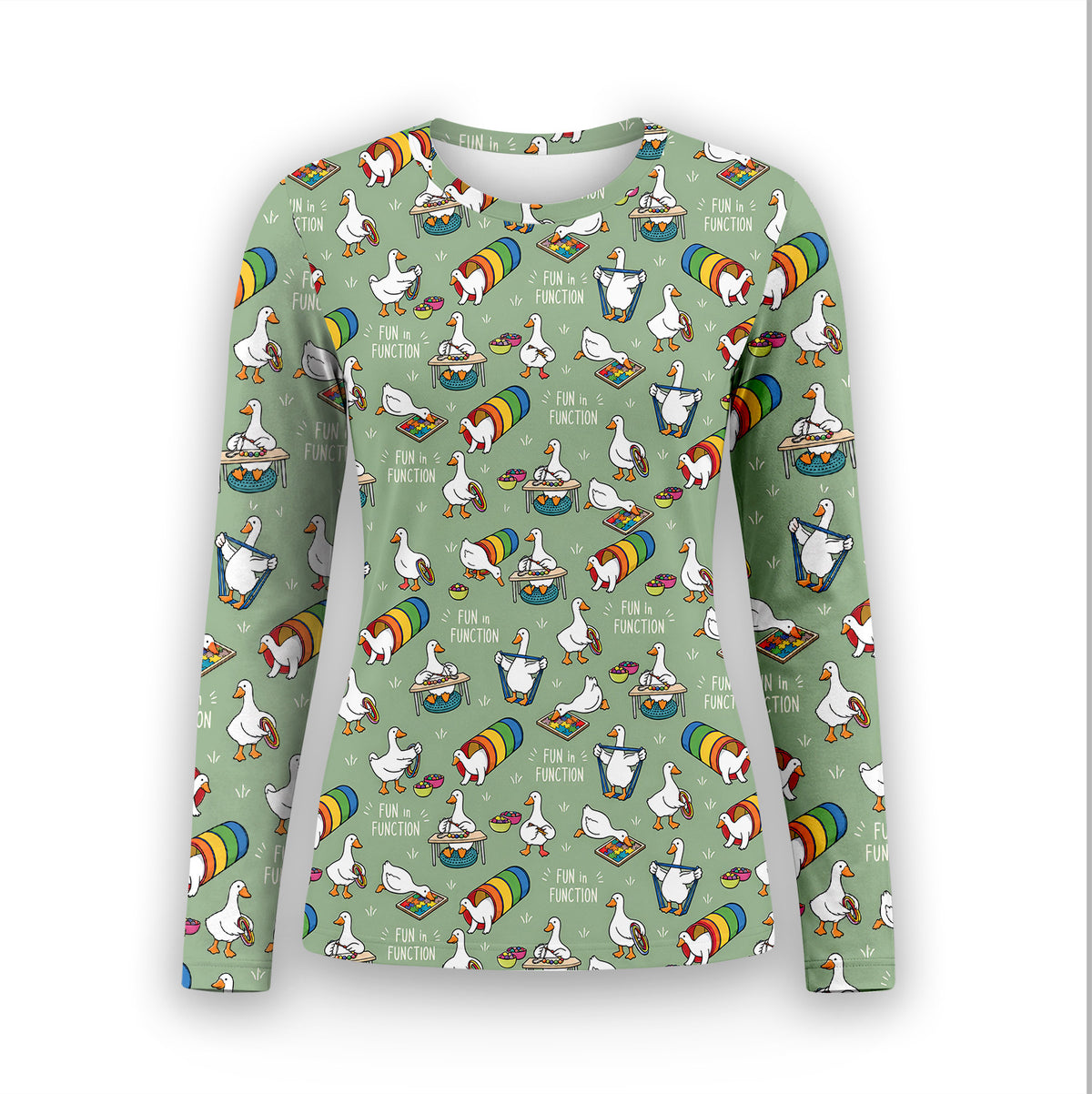 Buntes Neon-Katzen-Unterziehshirt, Langarmshirt für Pflegekräfte