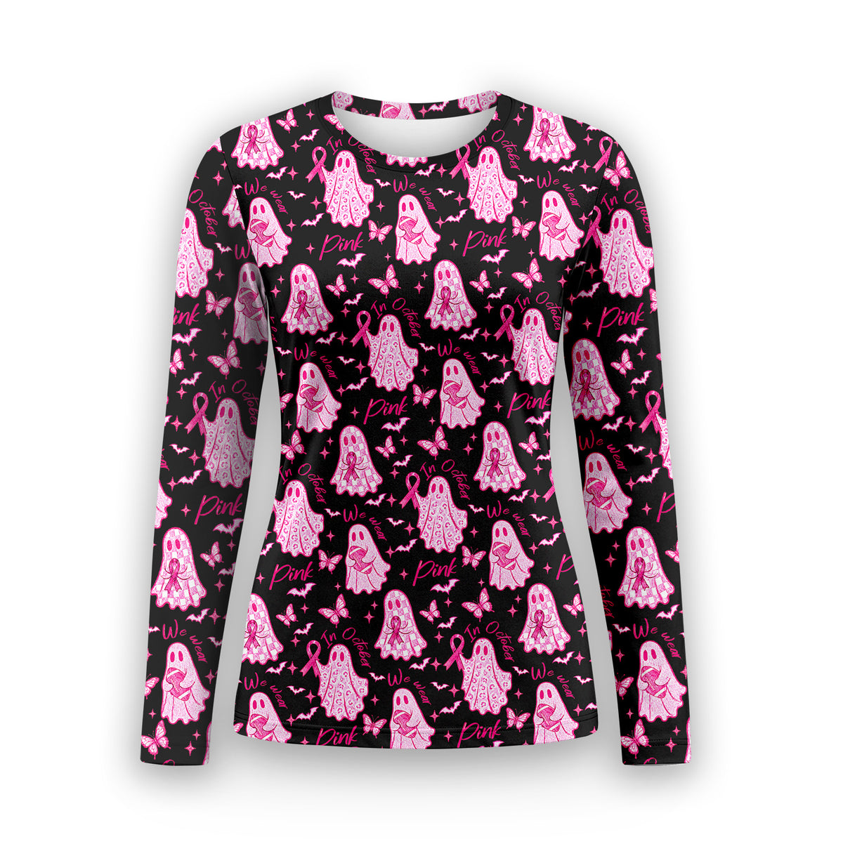Pink October Ghost Underscrub, Long Sleeve Shirt for Nurses