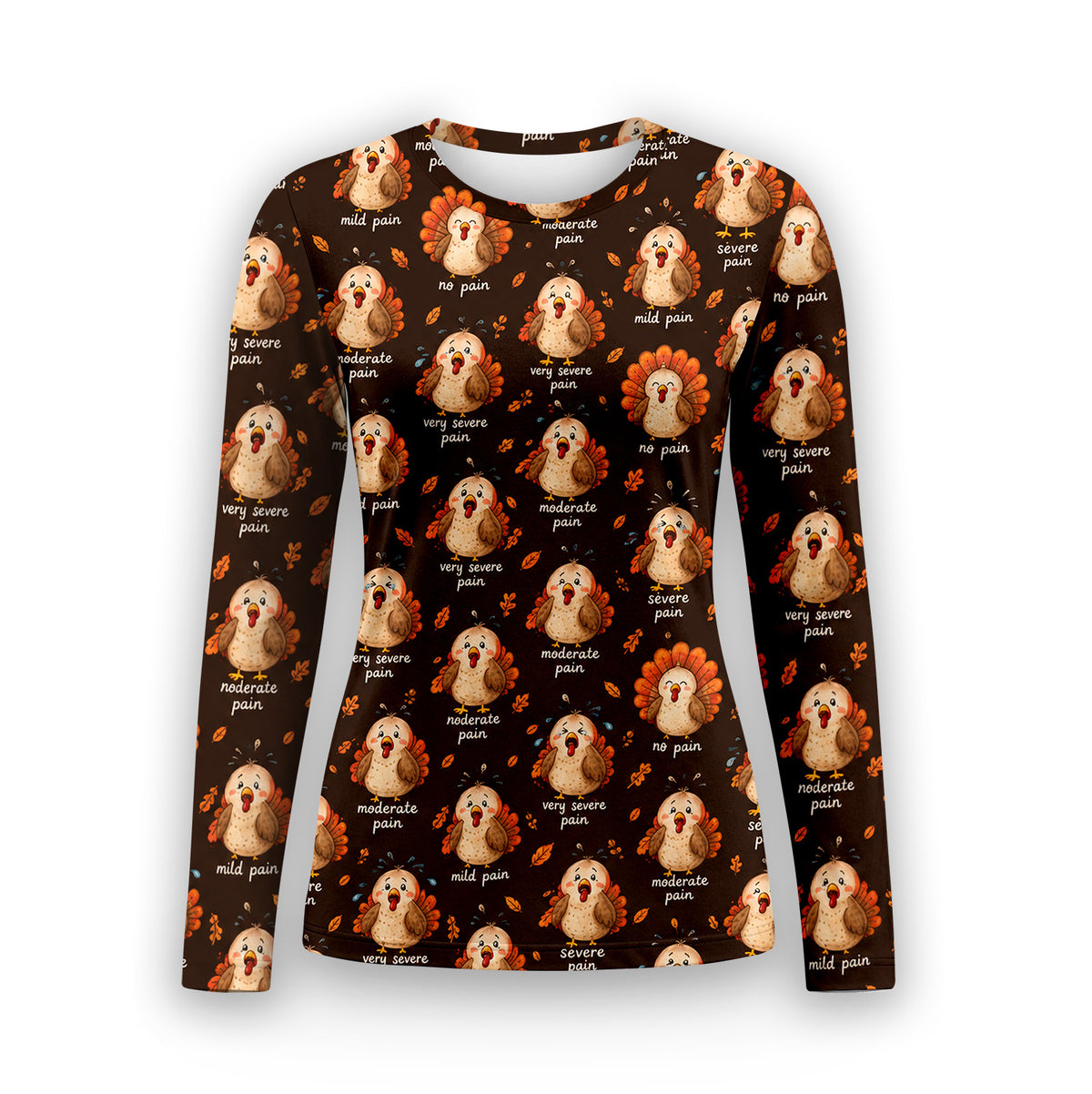 Funny Thanksgiving Turkey Pain Scale Underscrub, Long Sleeve Shirt for Nicu Nurses