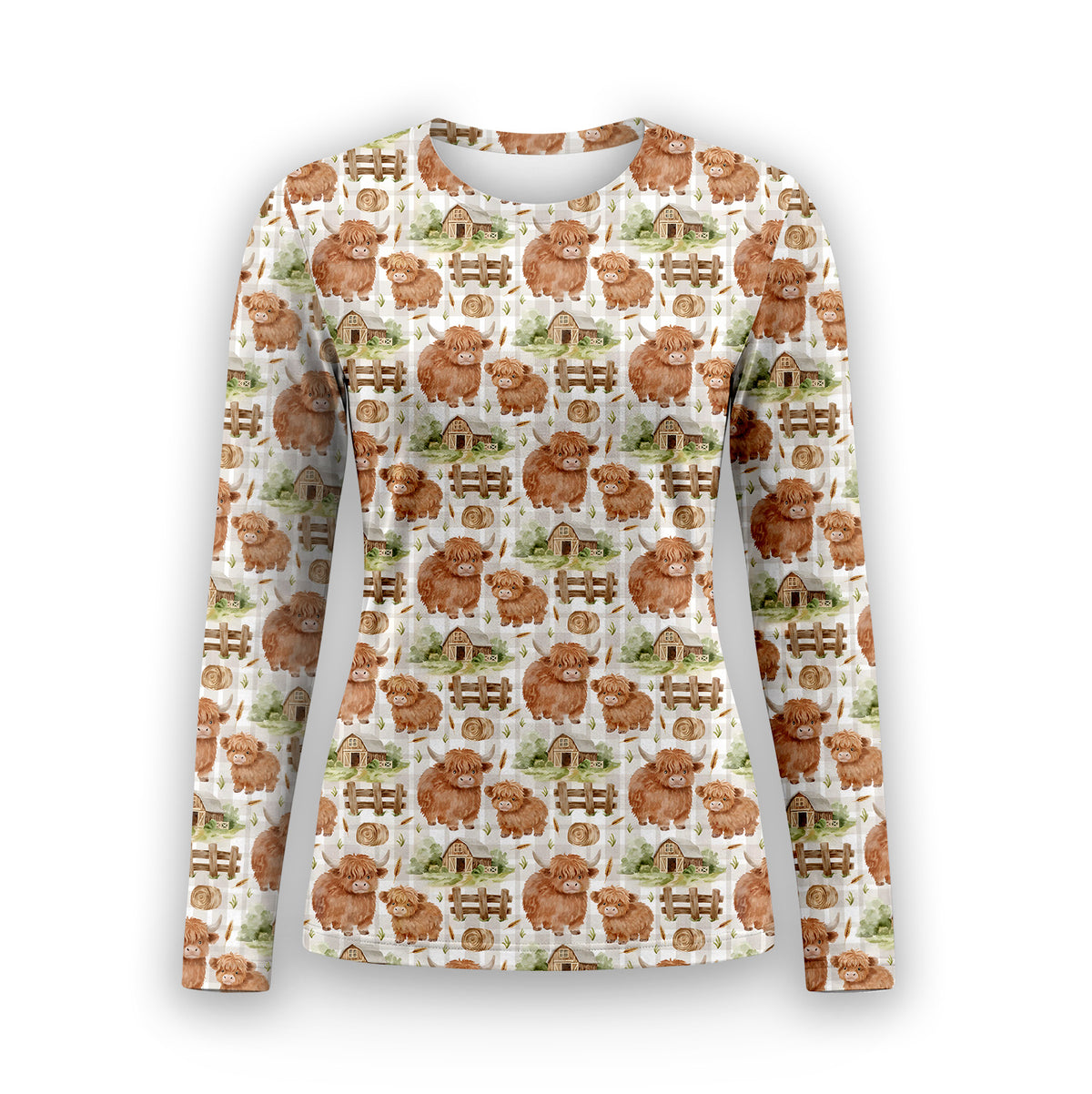 Highland Cow Farm Underscrub, Long Sleeve Shirt for Nurses
