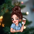 Personalized Nurse with Favorite Drink Acrylic Ornament – Custom Name Christmas Gift for Nurses