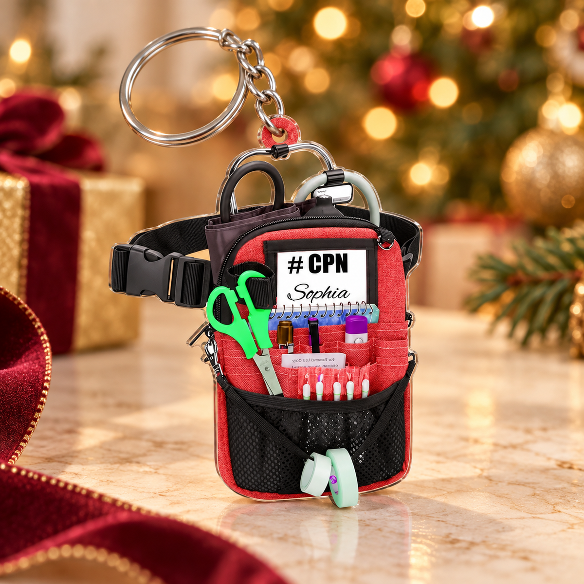 Personalisierter Acryl-Weihnachtsanhänger für Krankenschwestern, individueller Namensanhänger mit Krankenschwester-Motiv, Krankenhaus-Weihnachtsdekoration