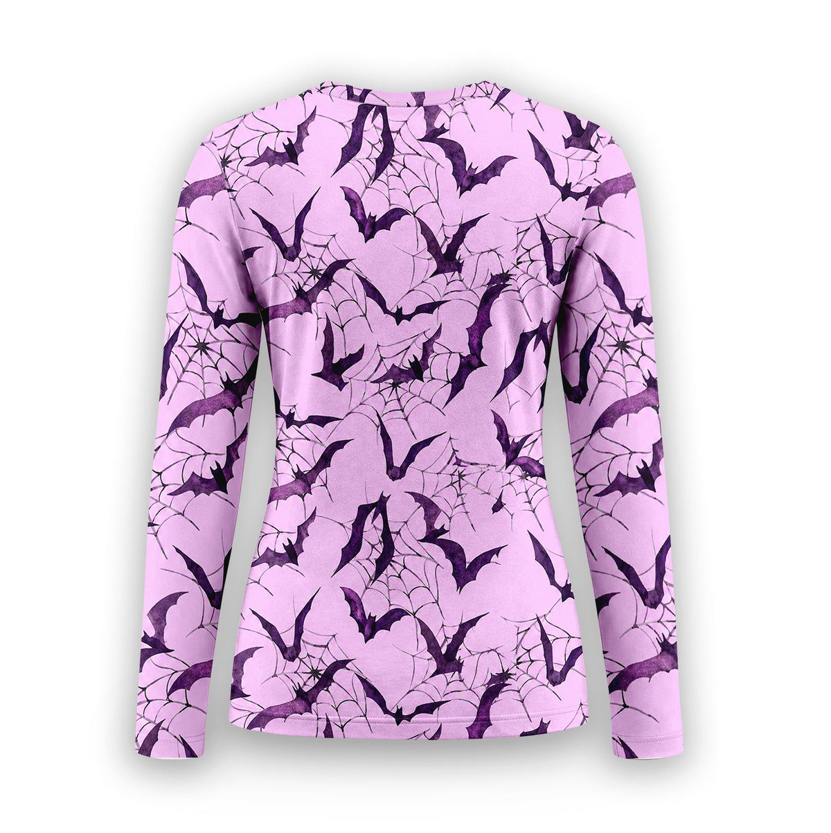 Halloween Bat with Spider Web Underscrub, Long Sleeve Shirt for Nurses
