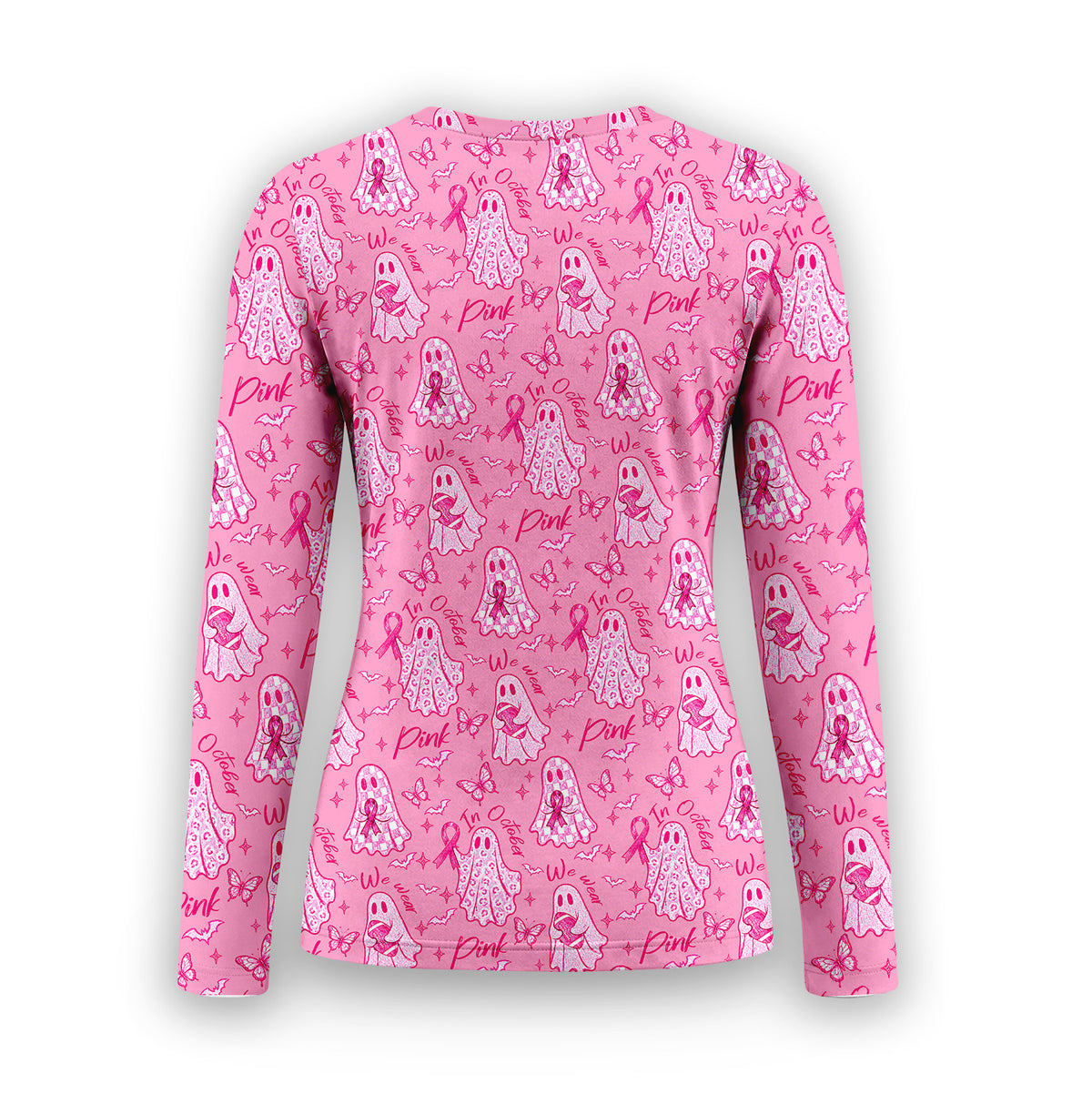 Pink October Ghost Underscrub, Long Sleeve Shirt for Nurses