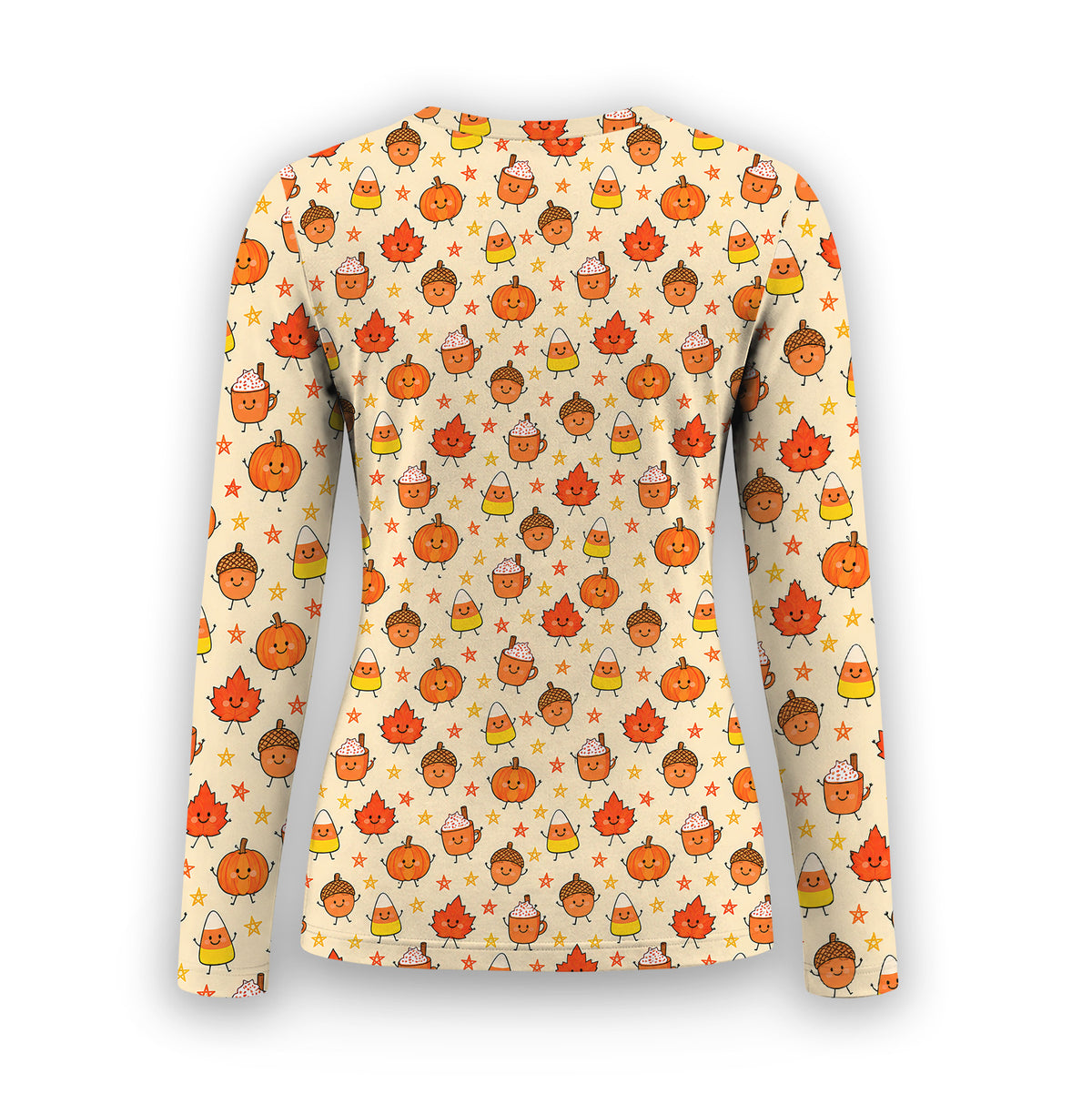 Cute Fall Pumpkin Spice Doodles Underscrub, Long Sleeve Shirt for Nurses