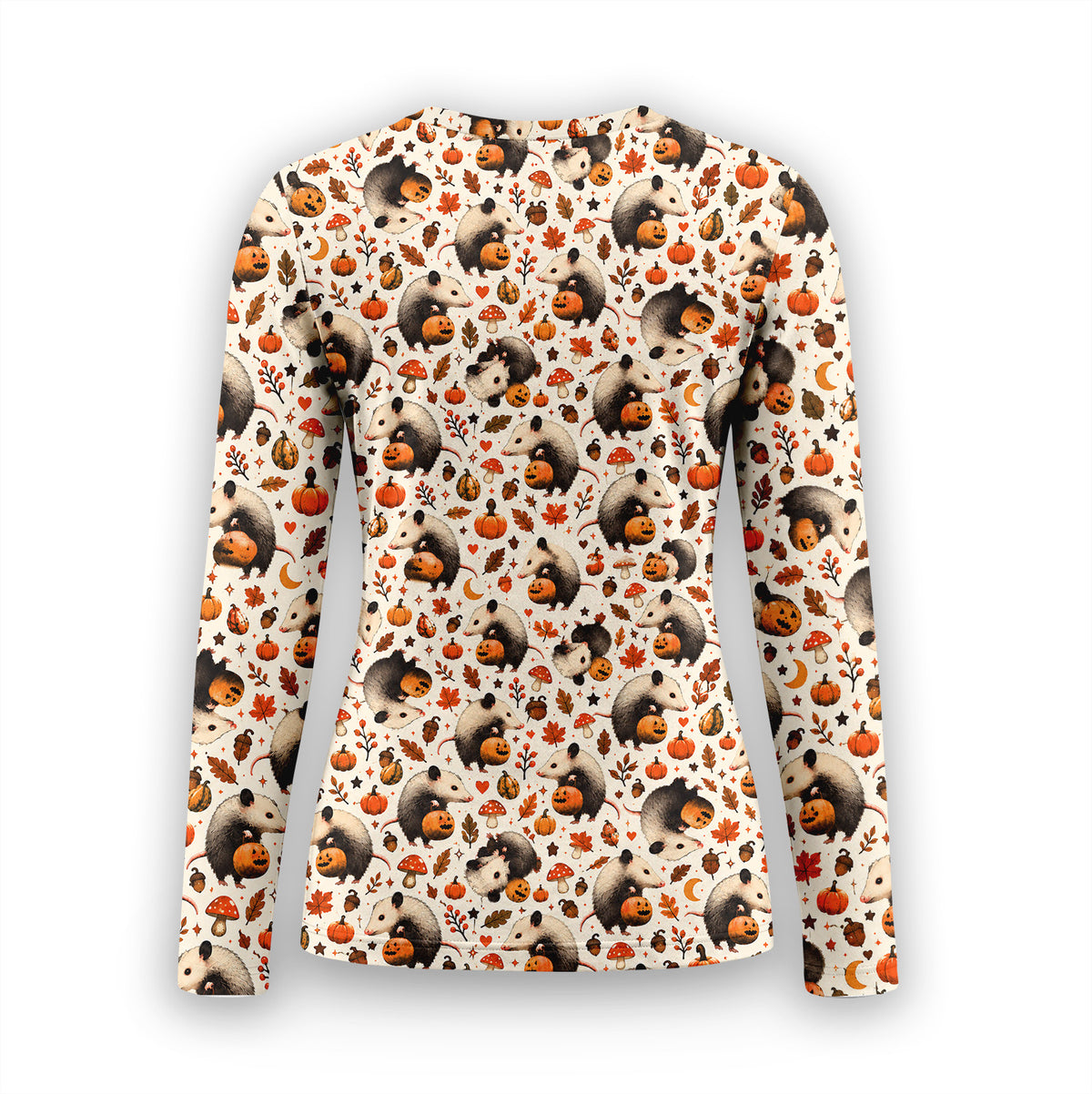 Halloween Opossum Pumpkin Patch Pattern Underscrub, Long Sleeve Shirt for Nurses