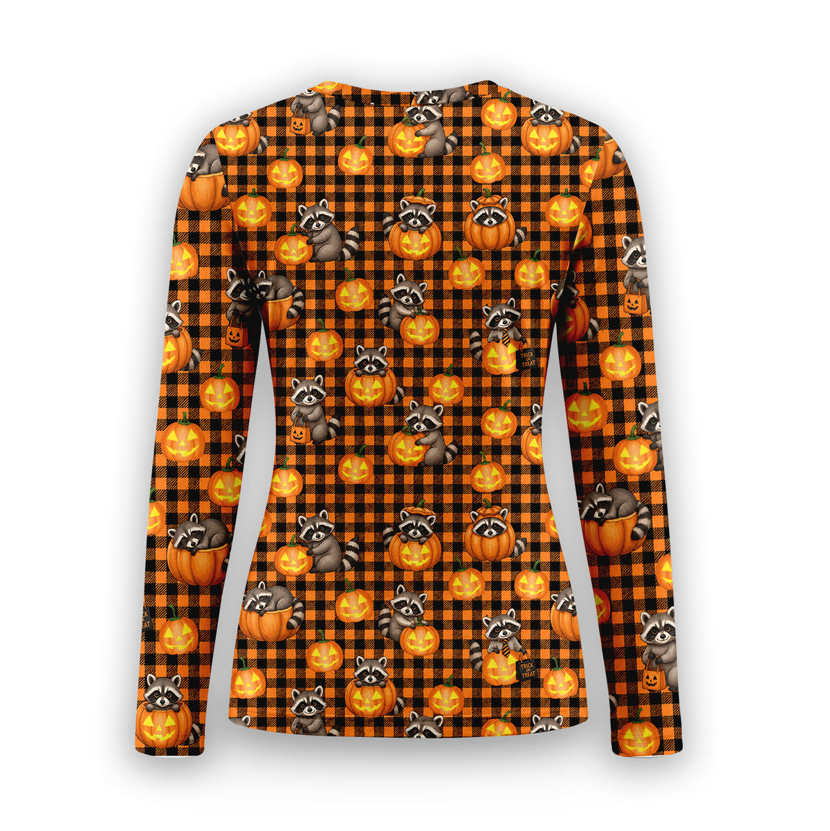Halloween Raccoon And Pumpkin Underscrub, Long Sleeve Shirt for Nurses
