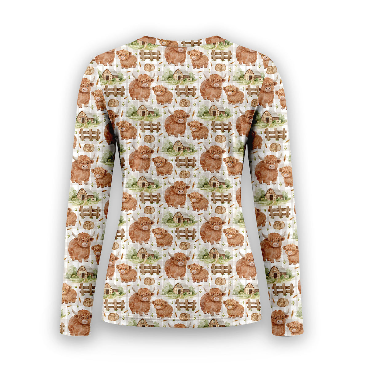 Highland Cow Farm Underscrub, Long Sleeve Shirt for Nurses
