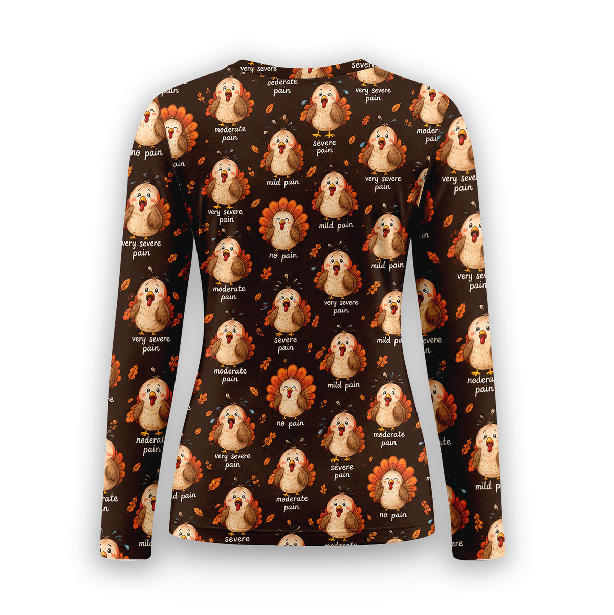 Funny Thanksgiving Turkey Pain Scale Underscrub, Long Sleeve Shirt for Nicu Nurses
