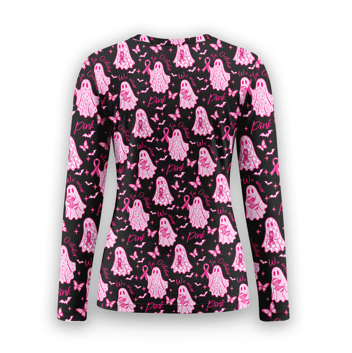 Pink October Ghost Underscrub, Long Sleeve Shirt for Nurses
