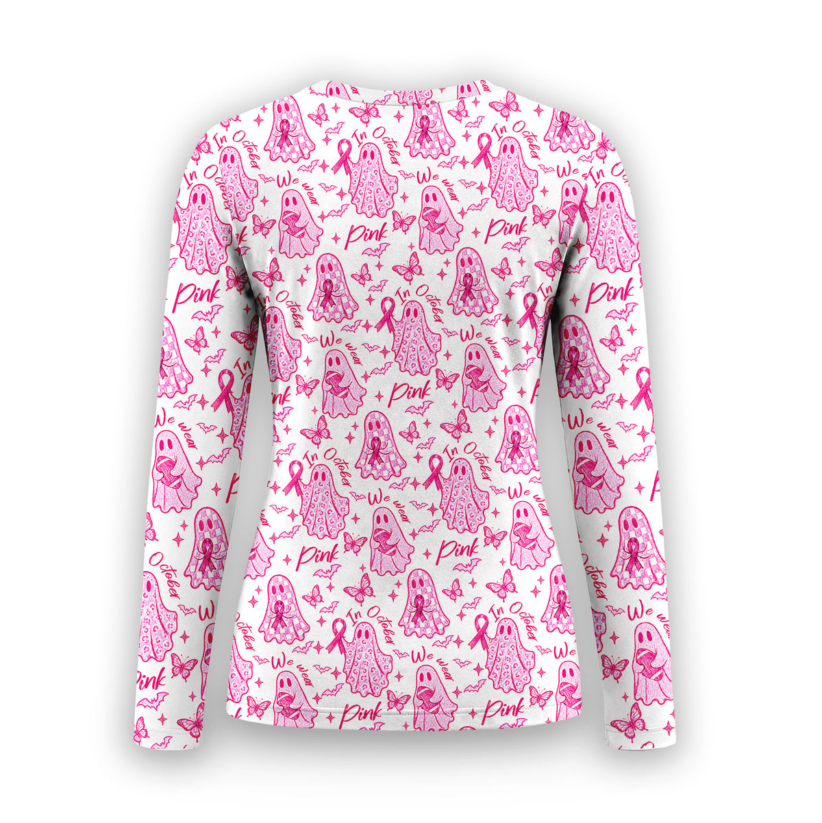 Pink October Ghost Underscrub, Long Sleeve Shirt for Nurses