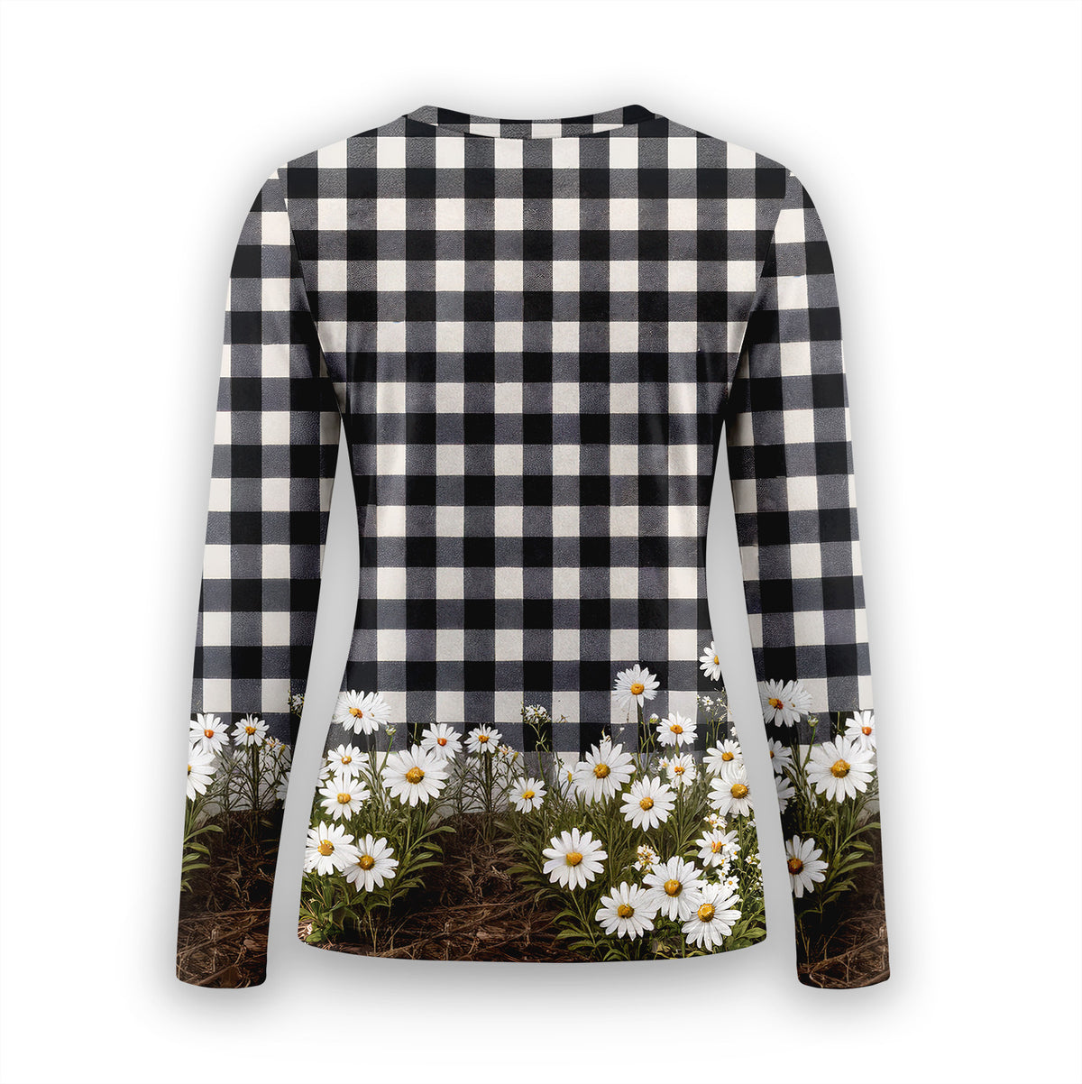 Niedliches Hochlandrind und Gänseblümchen-Unterziehshirt, gemütliches Langarmshirt für Pflegekräfte