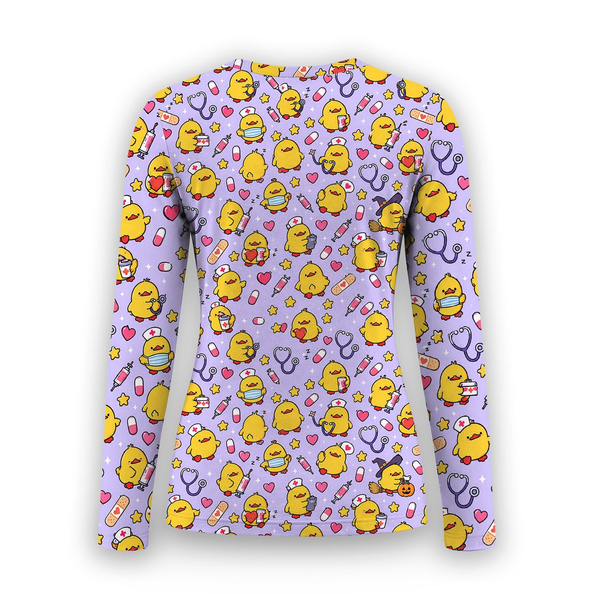 Cute Nurse Chicks And Medical Icons Underscrub, Long Sleeve Shirt for Nurses