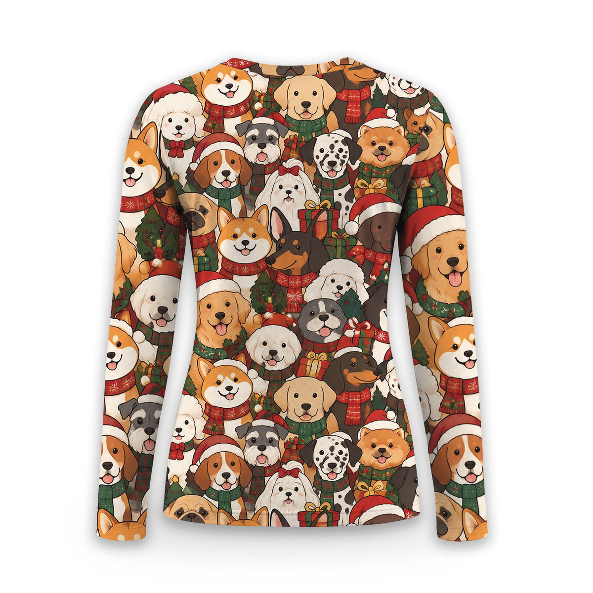 Christmas Dog Breeds Collage Pattern Underscrub, Long Sleeve Shirt for Nurses