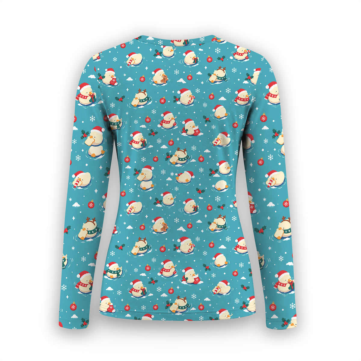 Christmas Ducks In Santa Hats Underscrub, Long Sleeve Shirt for Nurses