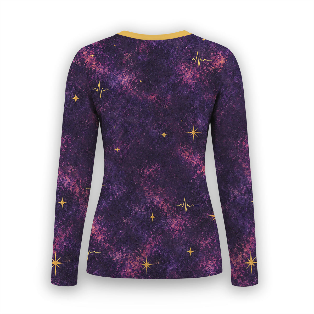 Celestial Nurse Black Cat Crescent Moon Underscrub, Long Sleeve Shirt for Nurses