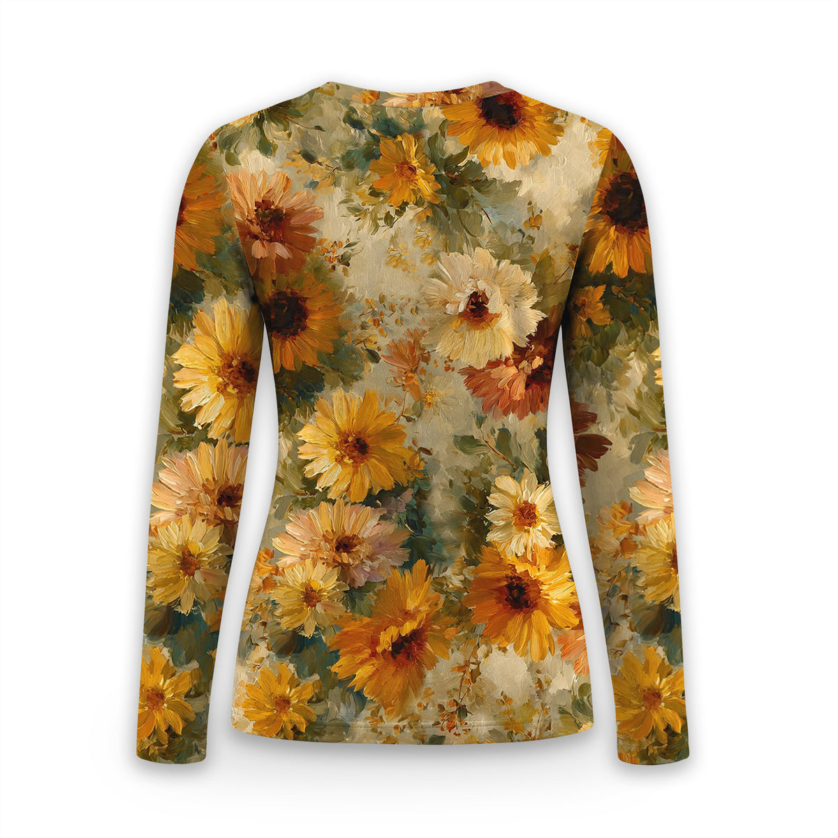 Vintage Sunflower Oil Painting Underscrub, Long Sleeve Shirt for Nurses