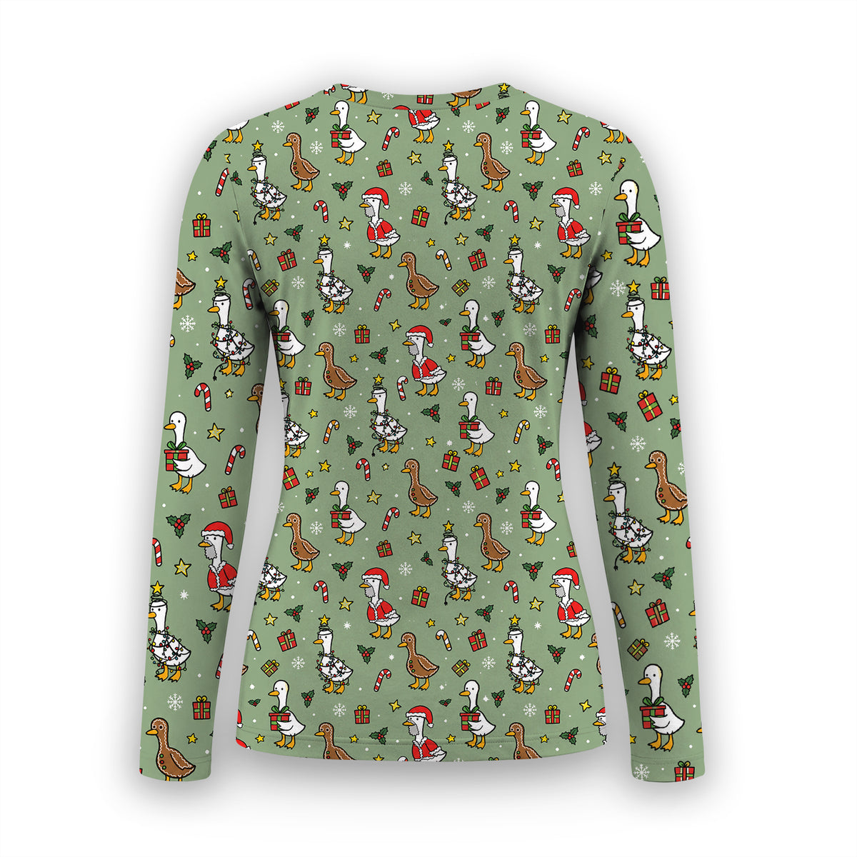Christmas Geese In Festive Costumes Underscrub, Long Sleeve Shirt for Nurses