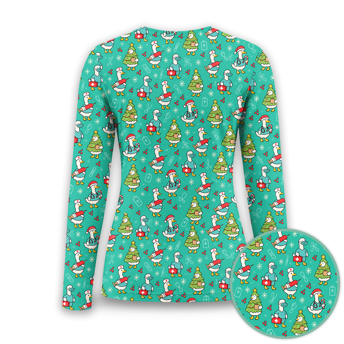 Cute Christmas Nurse Goose Underscrub, Long Sleeve Shirt for Nurses
