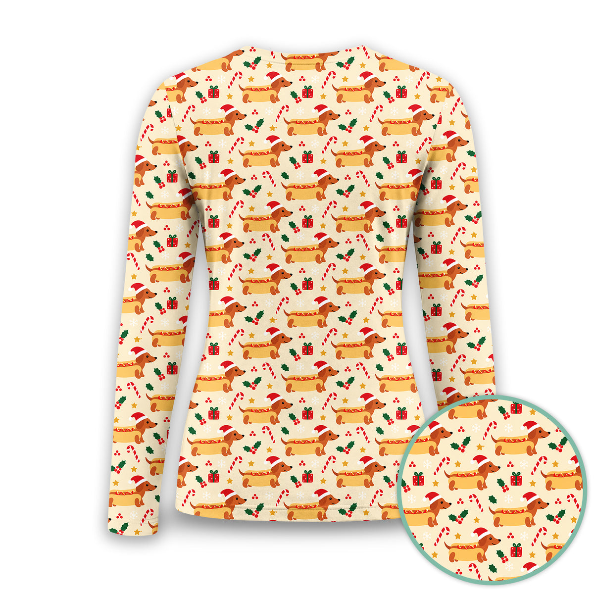 Funny Christmas Dachshund Hot Dog Underscrub, Long Sleeve Shirt for Nurses