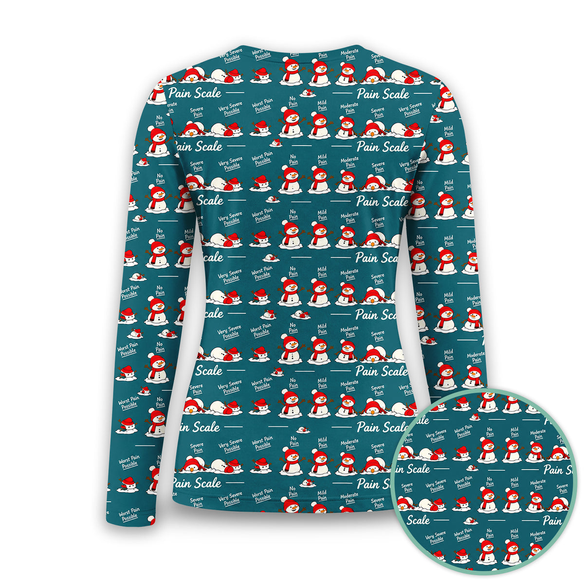 Funny Christmas Snowman Pain Scale Underscrub, Long Sleeve Shirt for Nurses